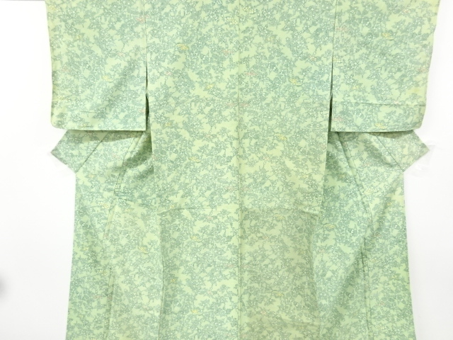 アンティーク　蘭模様手織り紬単衣着物